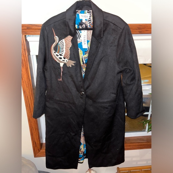 NWT TEREA by Andrea Pitter Crane Embellishment Coat - Picture 4 of 11